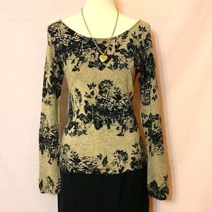 ‼️3 for $30‼️  INC International Concepts Black and Tan Floral Pattern Sweater